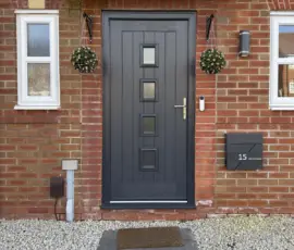 Composite Door in Anthracite Grey with Satin Glass installed in Littleover, Derby