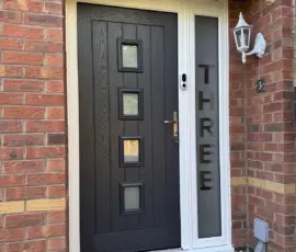 Composite Front Door in Anthracite Grey with side panels and top lights fitted in Chellaston, Derby