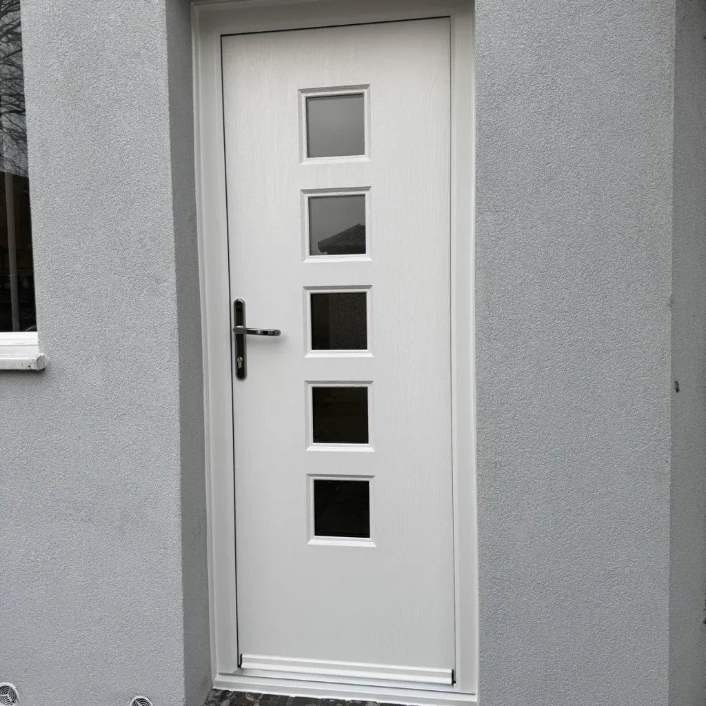 Rockdoor Manhattan in white with Sandstone glass fitted in Leicester