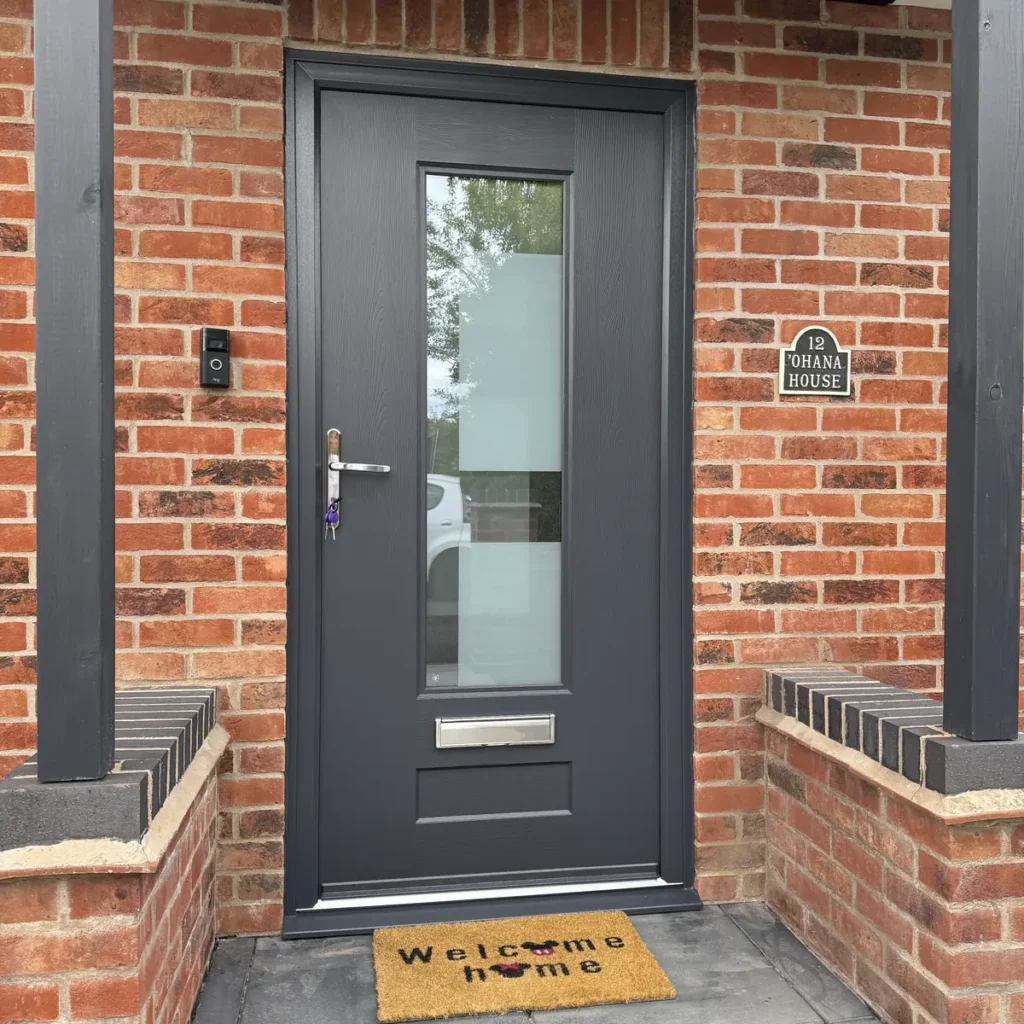 Composite door in Anthracite Grey with Decorative Glass fitted in Long Eaton, Nottinghamshire